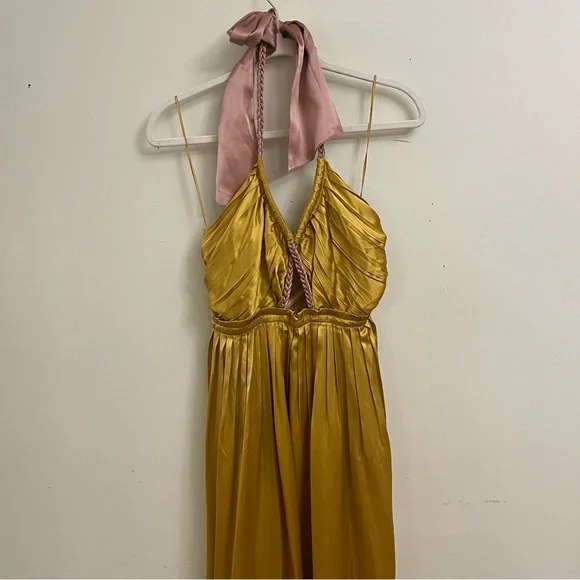 Anthropologie Mustard Dress with Pink Accents - Picture 1 of 9